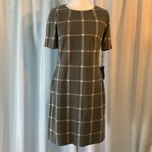 Tommy HIlfiger Windowpane Plaid Classic Gray Sheath Dress NYT